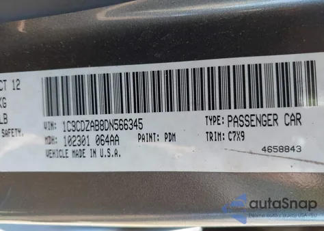 2013 Dodge Avenger Se из США, поврежденный, VIN 1C3CDZAB8DN566345